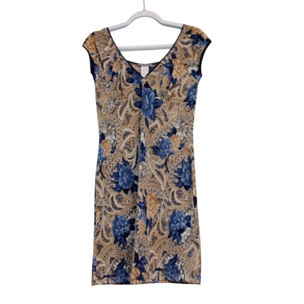 Vintage 90s Y2K Babydoll Dress Size Large Floral Grunge Empire Waist Stretch USA